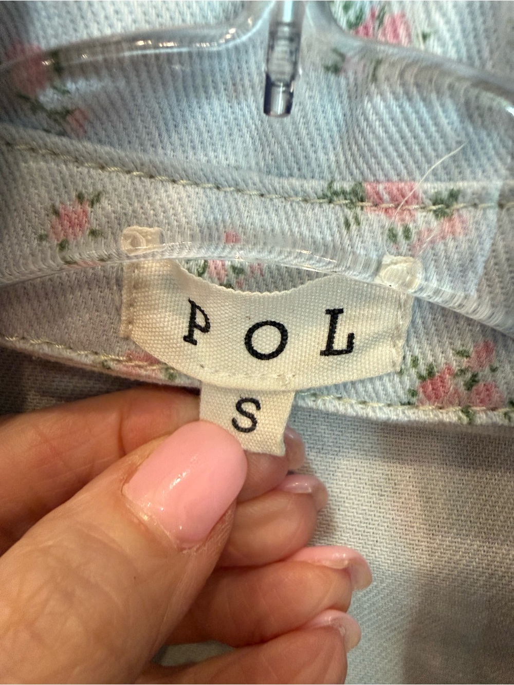 POL Black Textured Button-Down with Light Blue Floral Trim - Picture 8 of 11